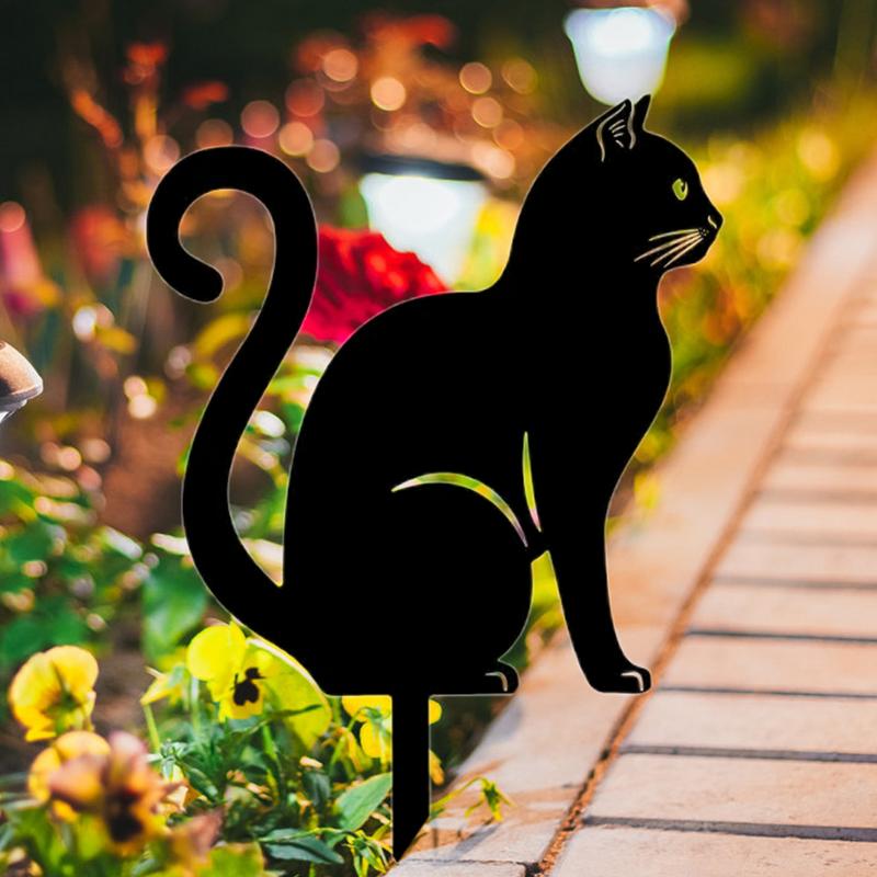 Black Cat Garden Stake Cute Metal Cat Statue Garden Statues Fine Craftsmanship Cat Patio Decorations For Yard Lawn Outside Patio