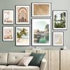Lake House Reflection Beach Palm Leaves Tail Grass Wall Art Print Canvas Painting Nordic Poster Decor Pictures For Living Room