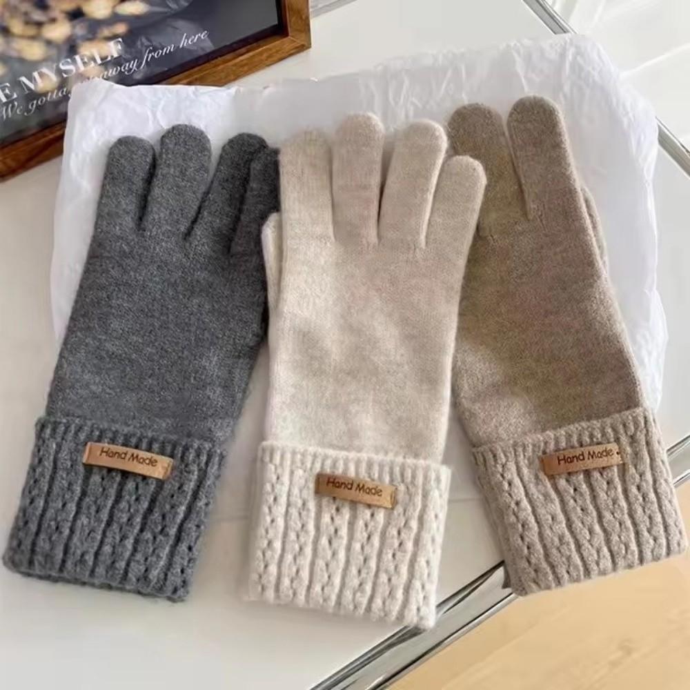 Washable Five-finger Glove Warm Knitted Gloves New Touch Screen Gloves Women Gloves