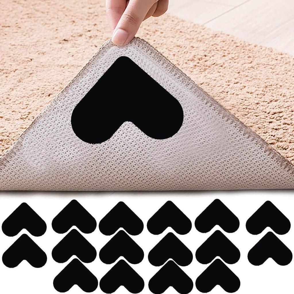 Коврик в форме сердца, двусторонний, не скользящий стикер для коврика, моющаяся и многоразовая угловая лента для ковриков