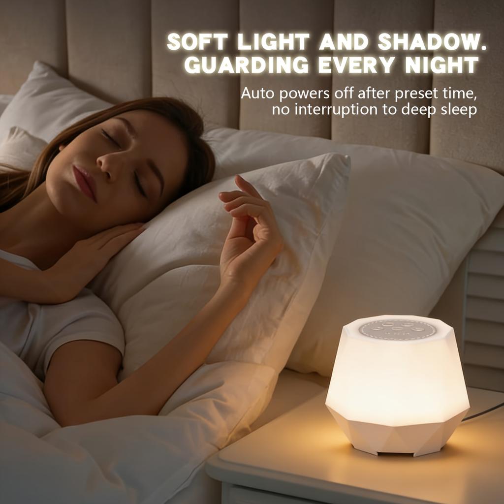 10-Sided Diamond Noise Machine And Sleep Light | Built-In Nature Sounds, Multi-Color Breathing Lights, Touch Control, Usb Rechargeable, Timer Function