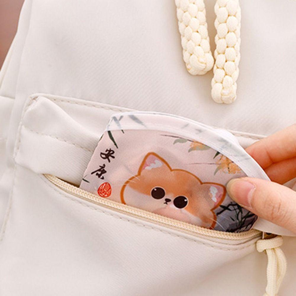 4Pcs Mini Round Pocket Fan Cartoon Reflective Panda Fan Creative Cool Fan for Summer