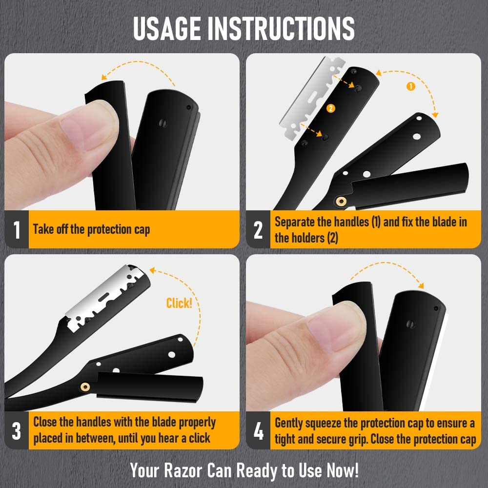 Мужская бритва с прямым лезвием, парикмахерская бритва, лезвия для ручного бритья бороды и ухода, сменные лезвия, шаветка, подарок для мужчин