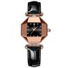 Diamond Cut Dial Women's Watch Distinctive Leather Business Watch Wedding Party Bracelet Watch Quartz Clock Ladies