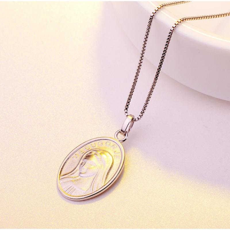 Подвеска бренда Девы Марии из стерлингового серебра 925 пробы, христианский жетон, подвеска веры и удачи, подвески