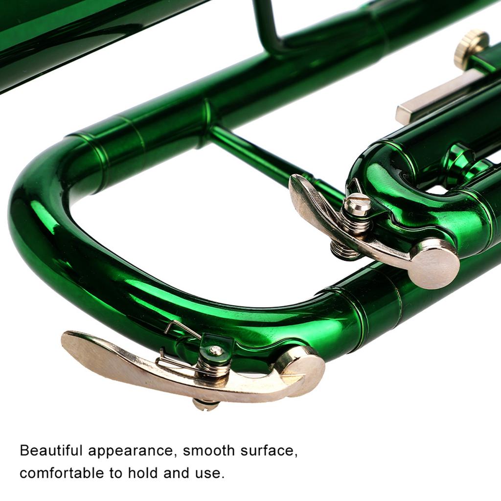 Духовой музыкальный инструмент труба с набором вспомогательных инструментов (зеленый)