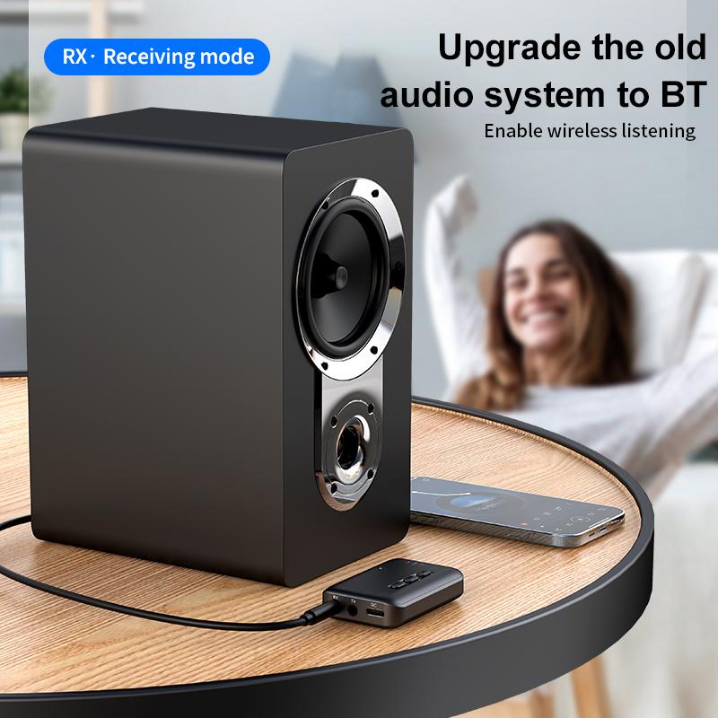 BT 5.3 Adapter Music Receiver 3.5mm AUX Audio Receiver Support TF Card Wireless Adapter for Home Speakers Wired Headphones