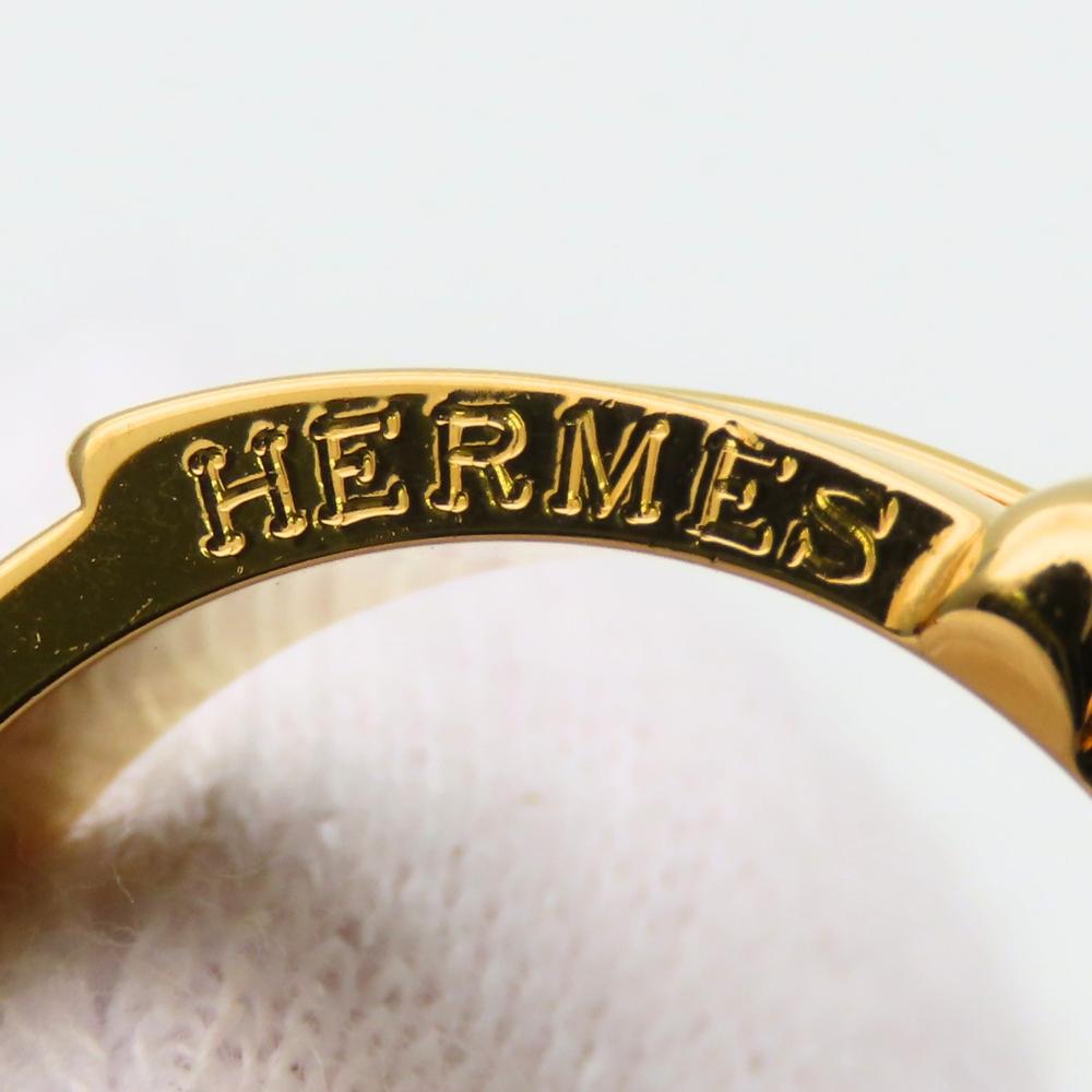 Used HERMES Scarf ring Saintur metal 6.1g gold Belt motif