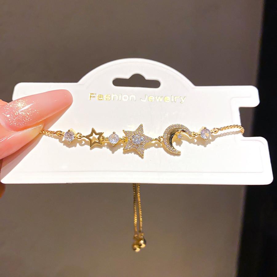 Fashion Womens Hand Jewelry 18k Gold Plated Zircon Star Shape Bracelet For Daily Wear