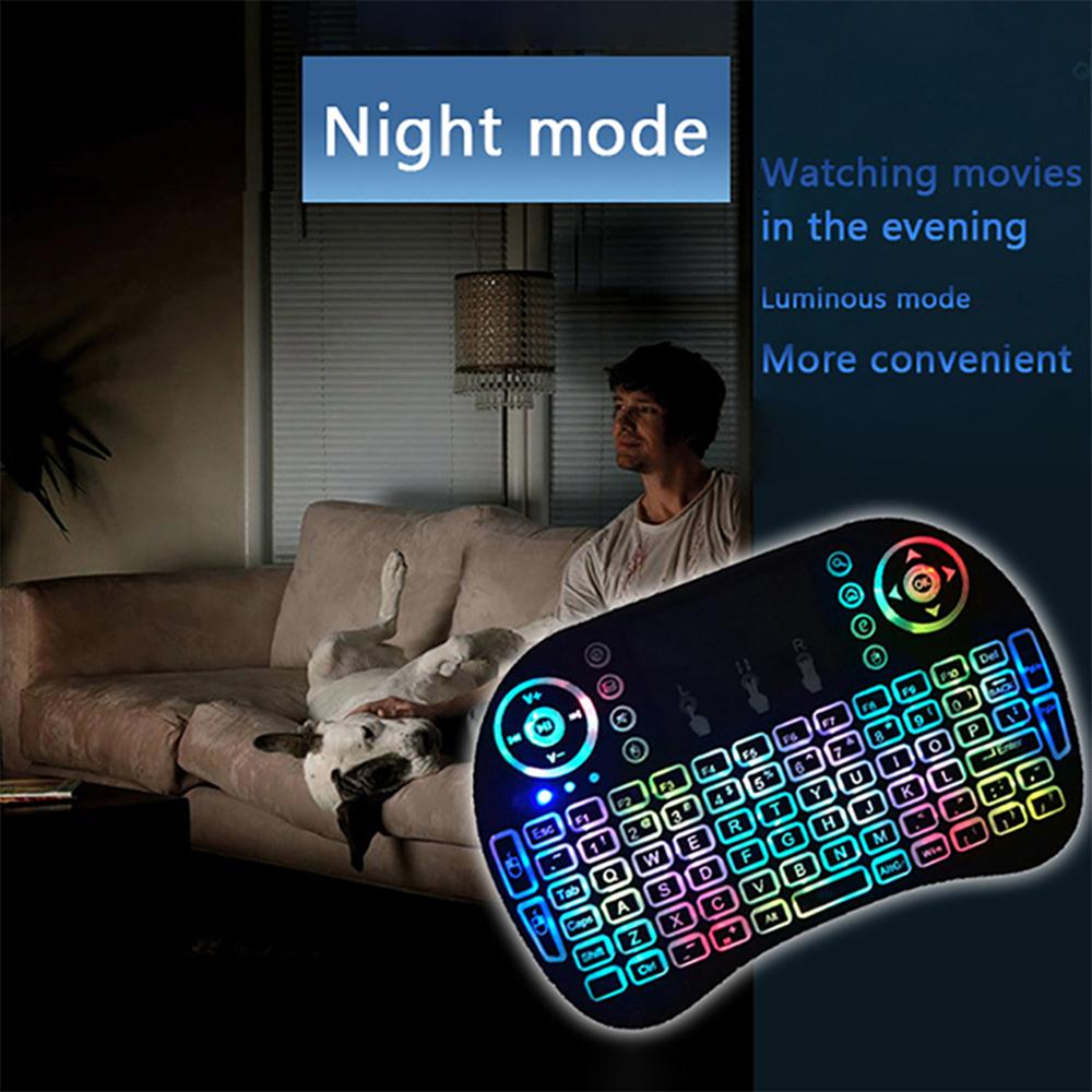I8 RGB подсветка 2.4G мини беспроводная клавиатура 7 цветов многоязычная воздушная мышь клавиатура сенсорная панель мышь для Android TV Box