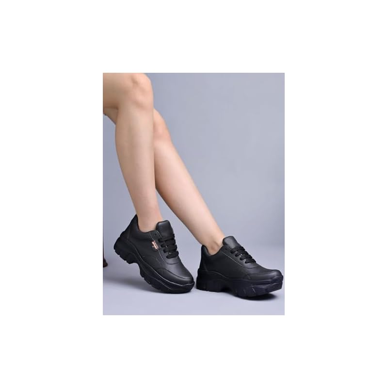 Shoetopia Женские Плоские Кроссовки Черные Эти Повседневные Кроссовки Полностью Стильные И
