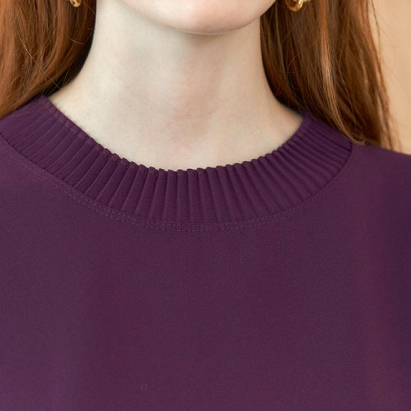 Maxza Pleats Round Neck 3 4 Sleeve Blouse Zb08qb600on