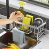 Sink Cleaning Tools Storage Holder Kitchen Stainless Steel Drain Rack for Sponge Cleanser Organizer Rag Hanger