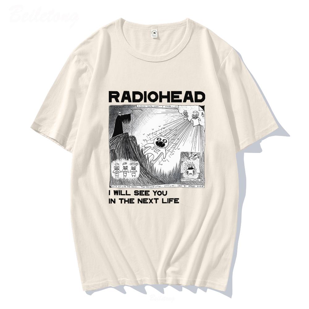 Футболка Radiohead Rock Band Vintage Hip Hop I Will See You In The Next Life унисекс для любителей музыки с принтом для мужчин и женщин футболки с коротким рукавом