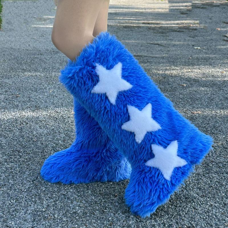 Трансграничные новые сапоги-чулки с длинным голенищем, женские зимние высокие сапоги для снега, сапоги Spice girl, бархатные сапоги Y2K с мехом