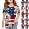 Детская плиссированная футболка с коротким рукавом, летняя футболка с круглым вырезом и принтом «День независимости»