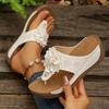 Fashion 2025 Vintage Flowers Wedges Slippers Women Summer Lightweight Platform Flip Fops Woman Clip Toe Thick Sole Sandals Plus Size