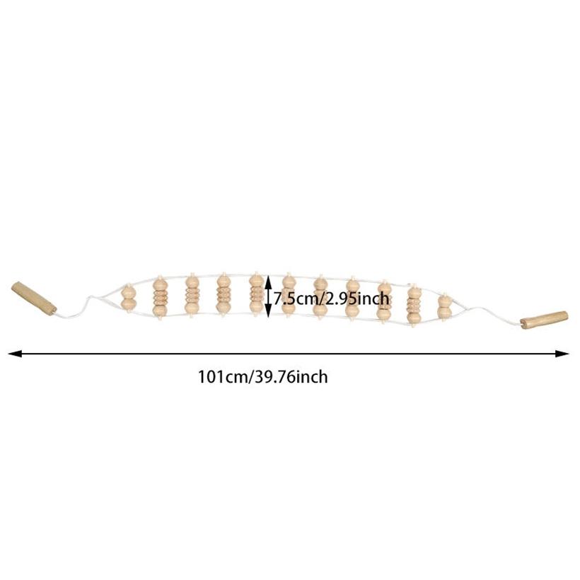 Wooden Back Massager with Rollers Multi-Functional Portable Manual Massage Strap Muscle Recovery Massage Tool