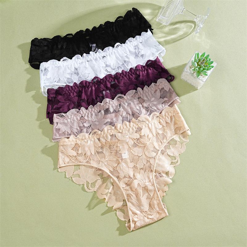 FINETOO 2 шт. Женское атласное нижнее белье с цветочным кружевом, сексуальные трусики с вырезами, однотонные трусы-слипы с низкой посадкой, прозрачное белье для девушек