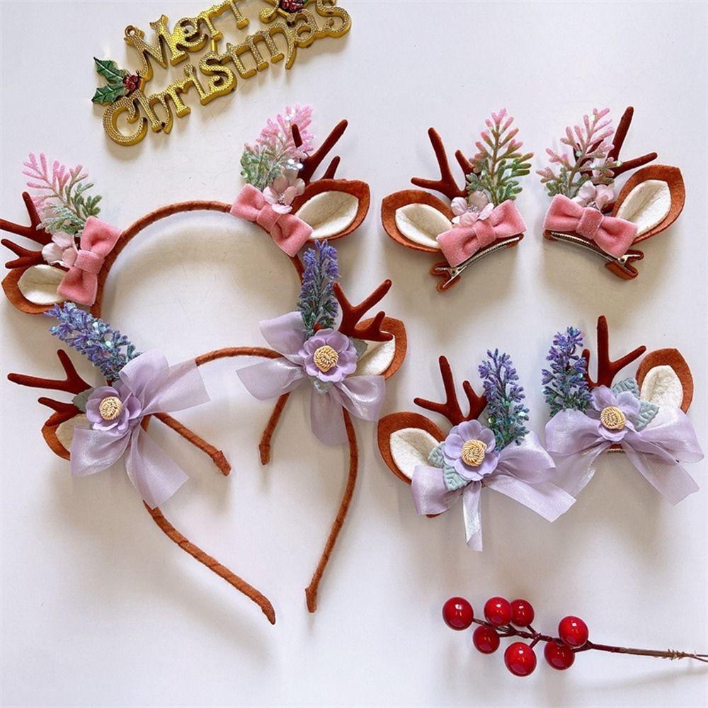 Headband Merry Christmas Decor Children Hair Clip Christmas Headwear Elk Hair Hoop Antler Hairpin
