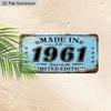 2D Flat 1pc 12''x6'' Durable Aluminum Decorative Sign, "MADE IN 1961 Retro Not Old" Vintage License Plate Style Wall Art, Perfect for Birthday