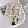 Ретро полосатые носки до середины икры двойной вязки с милым дизайном медведя для женщин