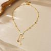 Gold Enamel Butterfly Pendant Necklace for Women