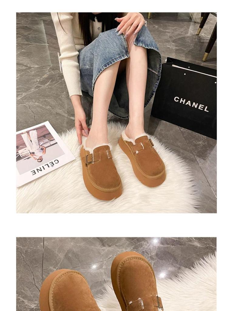 2025 Women's Velvet Warm Birkenstock Clogs - Toe Cap, Thick Sole, Black/Brown