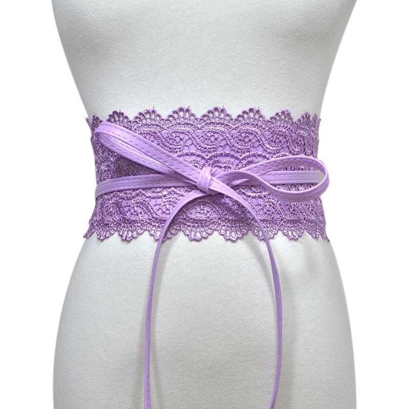 Mary European and American Ladies Multi-Color Optional Wide Waist Seal Lace Decoration Wide Belt Women's Leather