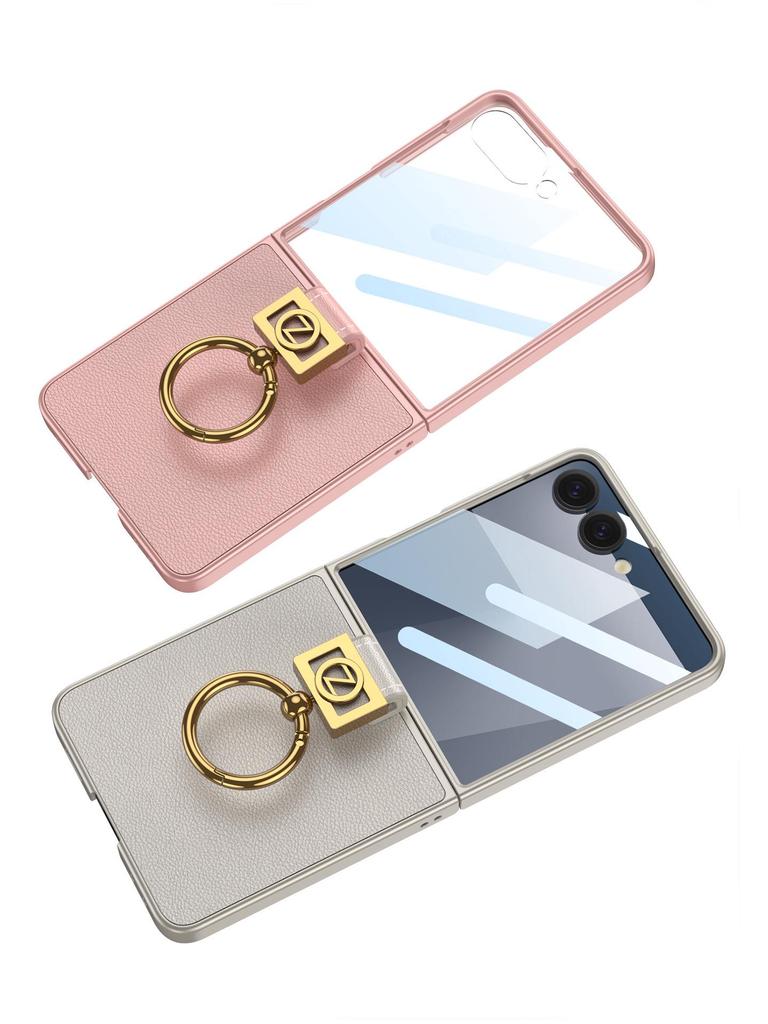 Ультратонкий складной чехол из ПУ-кожи Samsung Z Flip7 с кольцом-застежкой