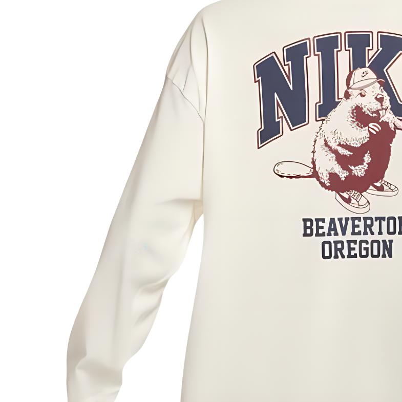 Nike Спортивная одежда, свободный круглый вырез, удобная футболка с длинным рукавом, женские топы Sail-White HV5823-133