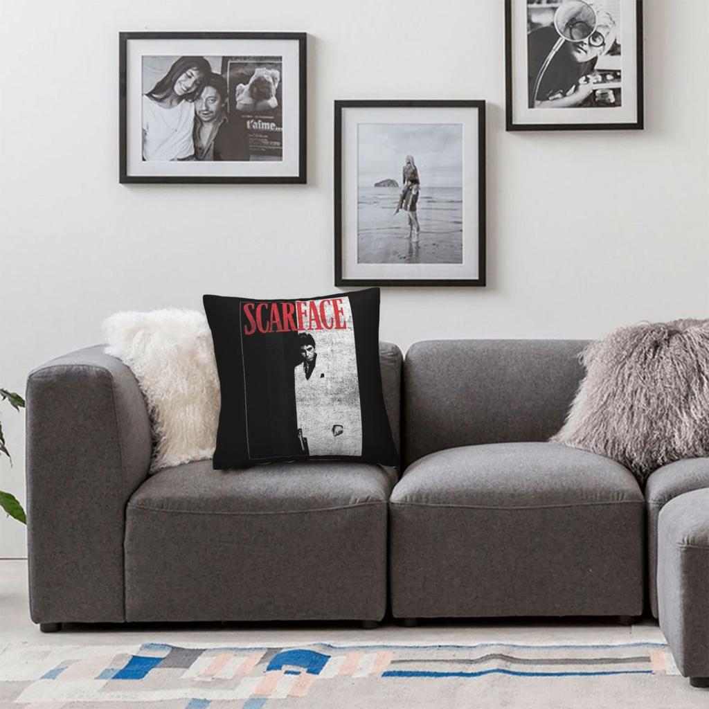 Scarface Distressed Movie Pillowcase Polyester Linen Velvet Printed Decorative Throw Pillow Case Home Cushion Cover
