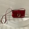 Women Fashion Crossbody Bag Red Vintage Saddle Small Patent Leather Shoulder Bag Luxury Design Ladies Trend Flap Handbags