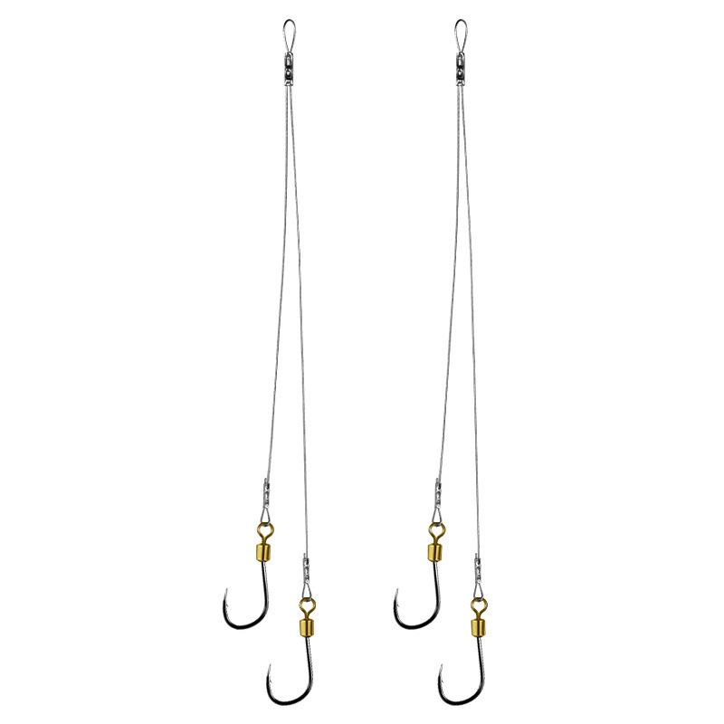 Стальной Поводок с Двойным Крючком: Защита от запутывания, защита от укусов, идеально подходит для ловли белого амура, карпа и морского леща