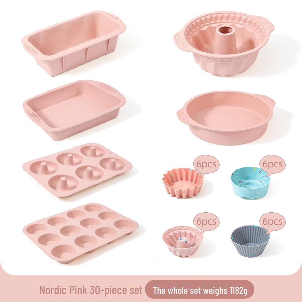 High-Temperature Silicone Baking Set: Square Cake Mold, Toast Tray, Muffin Cup