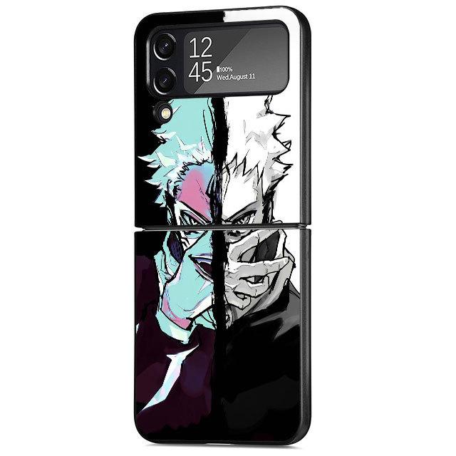 Black Phone Case For Samsung Galaxy Zflip3 Zflip Z Flip 3 5g Z Flip 4 Zflip4 Flip3 Shell Anime Cartoon Jujutsu Kaisen Cover