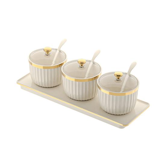 Банки для специй Отдельные контейнеры для приправ Прозрачные акриловые банки с ложками Поднос Пластик без BPA