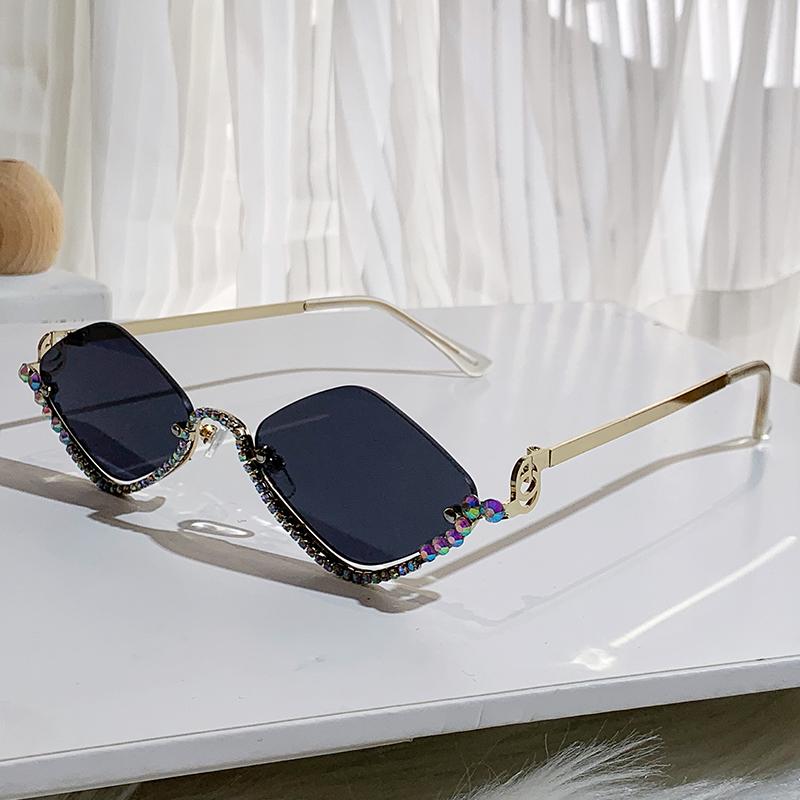 Новые солнцезащитные очки с полуободковой оправой из стразов, солнцезащитные очки с цветными бриллиантами, женские 90306-1