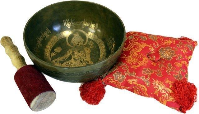 Singing Bowl Set Brass Golden Tara