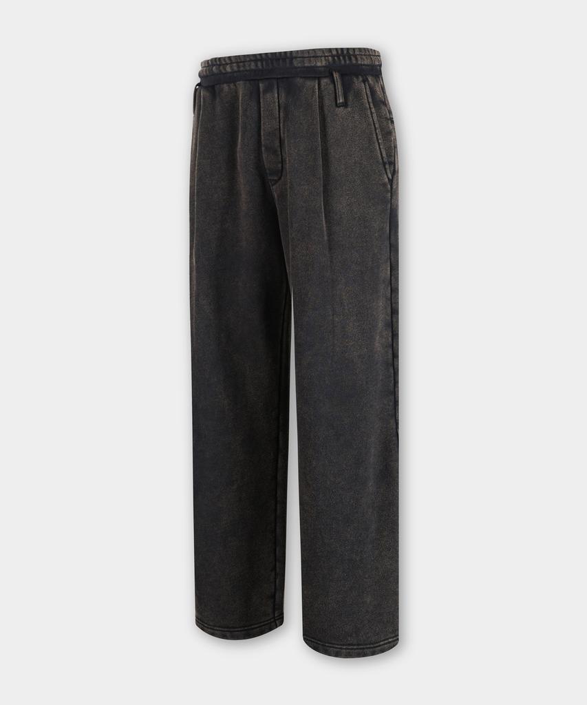 BIRBANTE Garment-Washed Comfort Loose Fit One-Pleat Sweatpants - Charcoal
