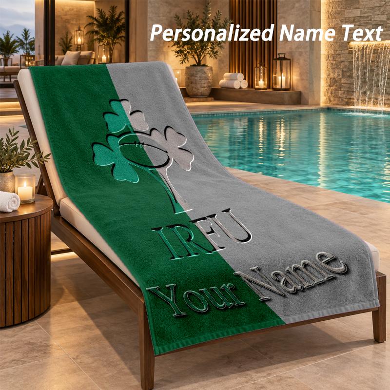 Custom Text Ireland Rugby Print Beach Towel Large Towel For Home Bathroom Beach