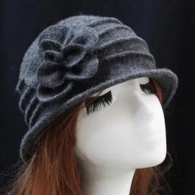 Flower New Section 100% Wool Hat Autumn Winter Middle-aged Female Soft Hat Women European Tide Dome Felted Mummy Thought Hat