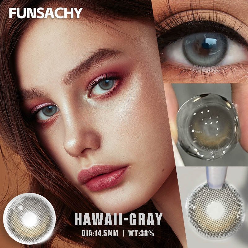 FUNSACHY 1 Pair Grey Colored Contact Lenses Natural Color Brown Lenses for Eyes Blue Cosmetics Pupil Eye Makeup Lens Yearly Use