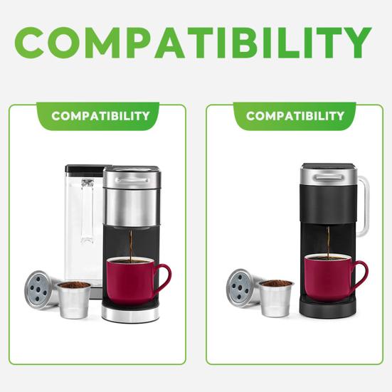 Reusable Espresso Coffee Capsule for Keurig Refillable Coffee Pods with Spoon Brush Coffee Filters Stainless Steel Coffee Capsule Refill Tool