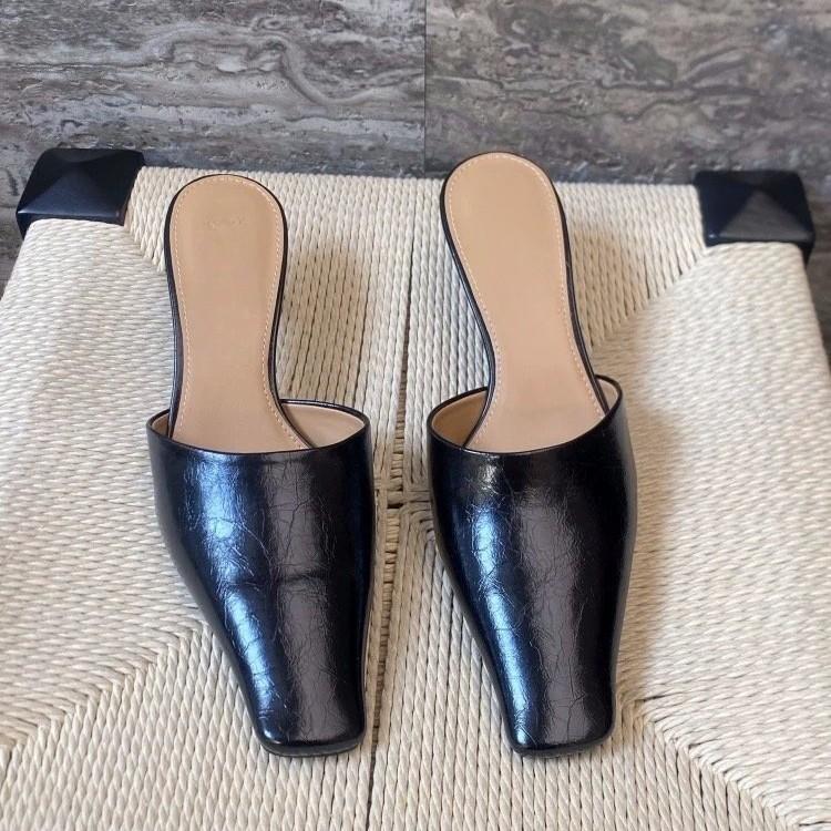 Кремовые женские полушлепанцы с квадратным носком, весенняя уличная обувь 2025, мюли на шпильке