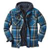Men's Hooded Quilted Lined Fleece Shirt Jacket Long Sleeve Plaid Button Up Jackets Autumn and Winter Thick Coats