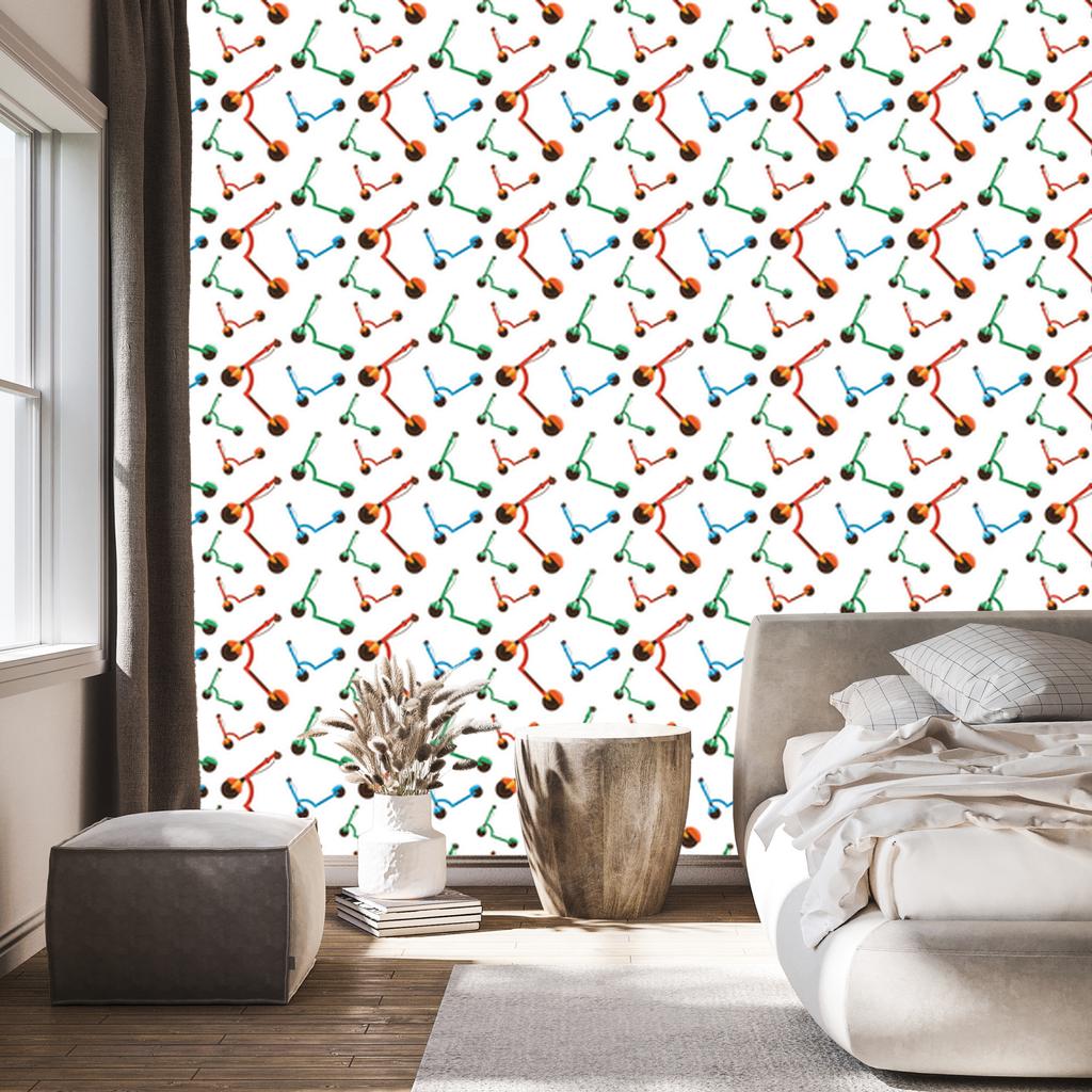 Colorful Scooters Wallpaper for Living Room and Bedroom 50x1000