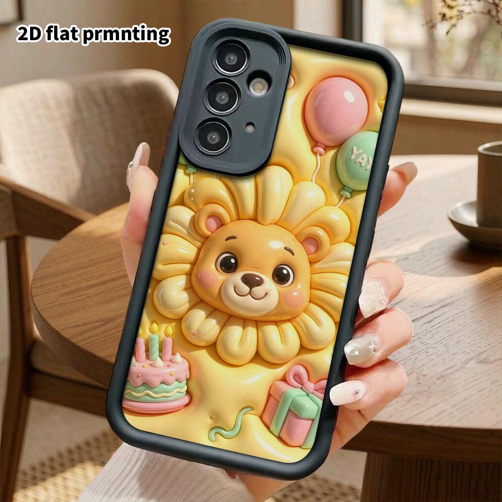 Phone case: 2D flat, suitable for Samsung Galaxy A34 A35 M05 M06 S20 S22 S21 FE Plus 5G protective case, little yellow lion, perfect Christmas and Hal