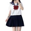 Sailor Authentic Navy Red Long Short High School High School JK Pleated School Graduation Welcoming and Farewell Large Cute Sleeve [GSYCL] Uniform,