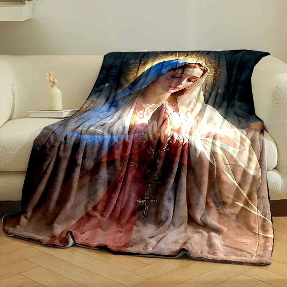 Our Lady of Grace Prayer Throw Blanket Printed Blanket for Living Room Bed Couch lunch break Soft Cozy Blanket for Friend's festival Gift